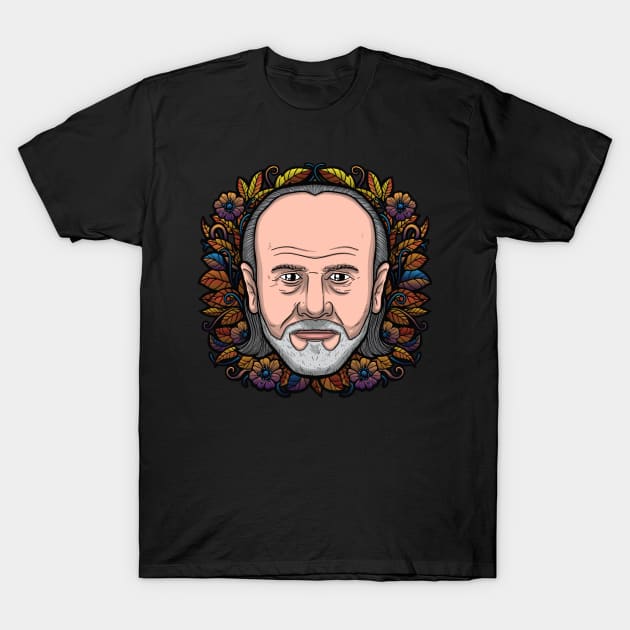 George Carlin (Flowered) T-Shirt by Baddest Shirt Co.